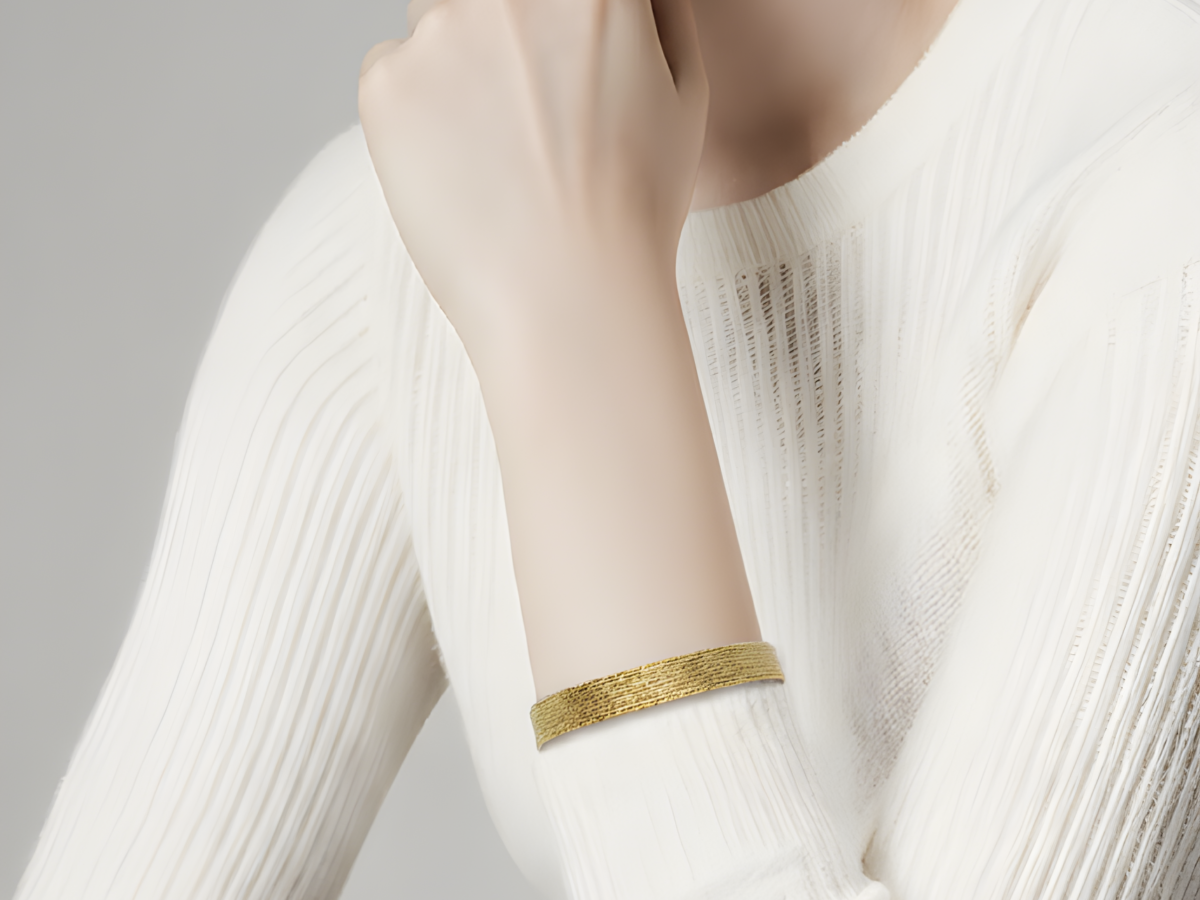 Honeycombed Shine Kadın Altın Kelepçe