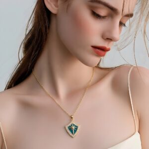 Turkuaz 14 Ayar Altın Kutup Yıldızı Kolye | North Star