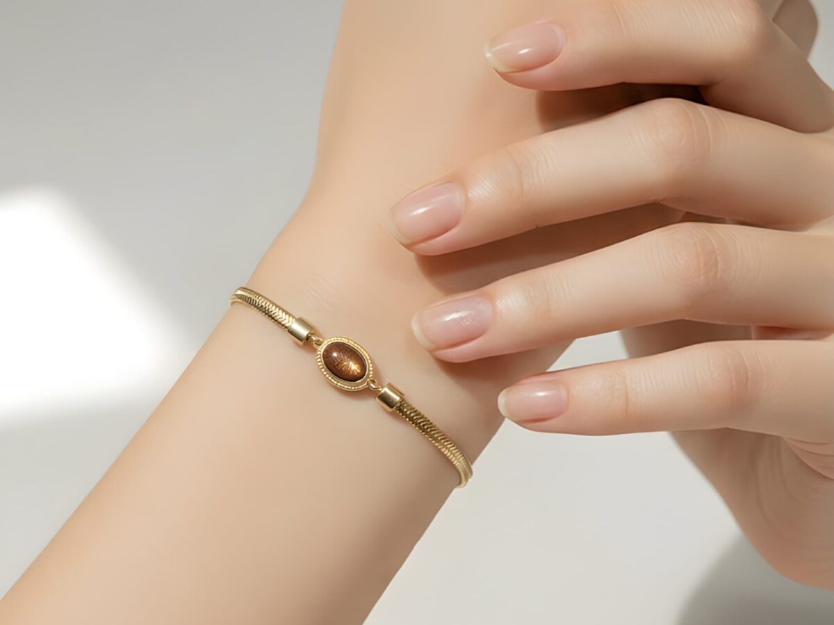 Aurora Cocoa Balıksırtı Kadın Altın Bileklik