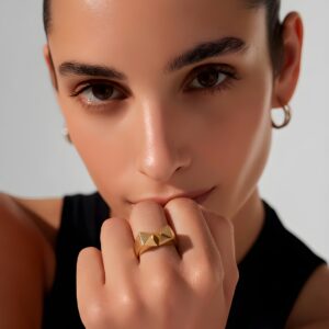 14 Ayar Kadın Zarif Altın Yüzük 3,33gr - Acris Sia Serisi |