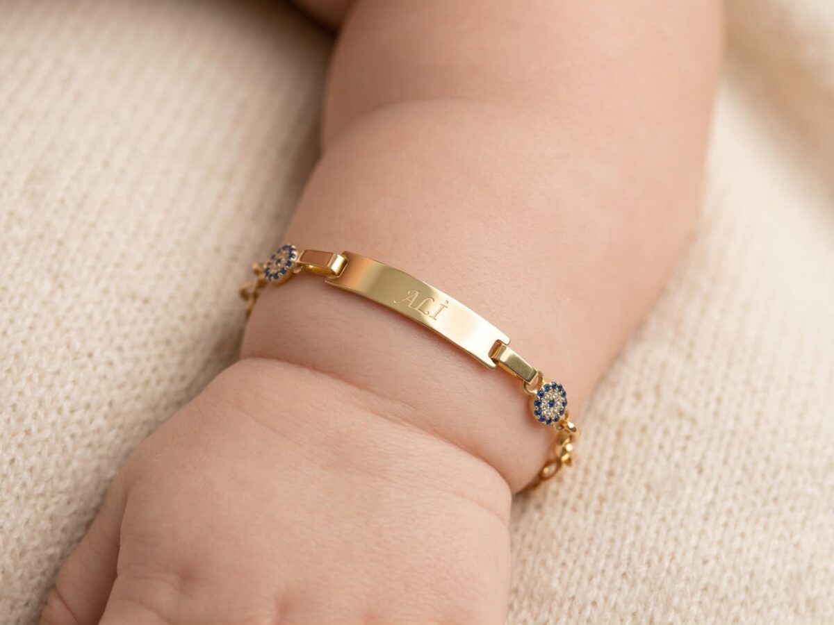 Bebek Künyesi - Nazar Boncuklu | 14 Ayar Altın