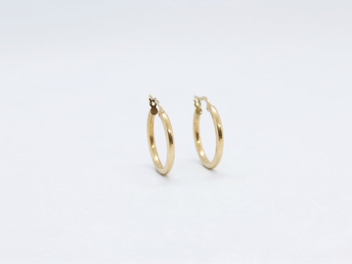 14 ayar ince altın halka küpe essential classic minimal model