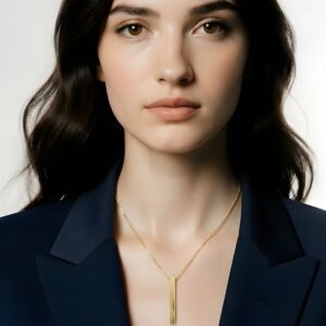 Lineaire Dikey Altın Kolye