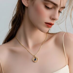 Mavi Taşlı Altın Kolye 14 ayar 2,56 gr - Cosmic Eye