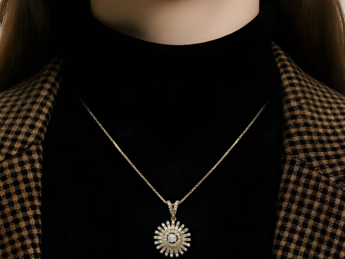 Solaris Baget Taşlı Güneş Altın Kolye