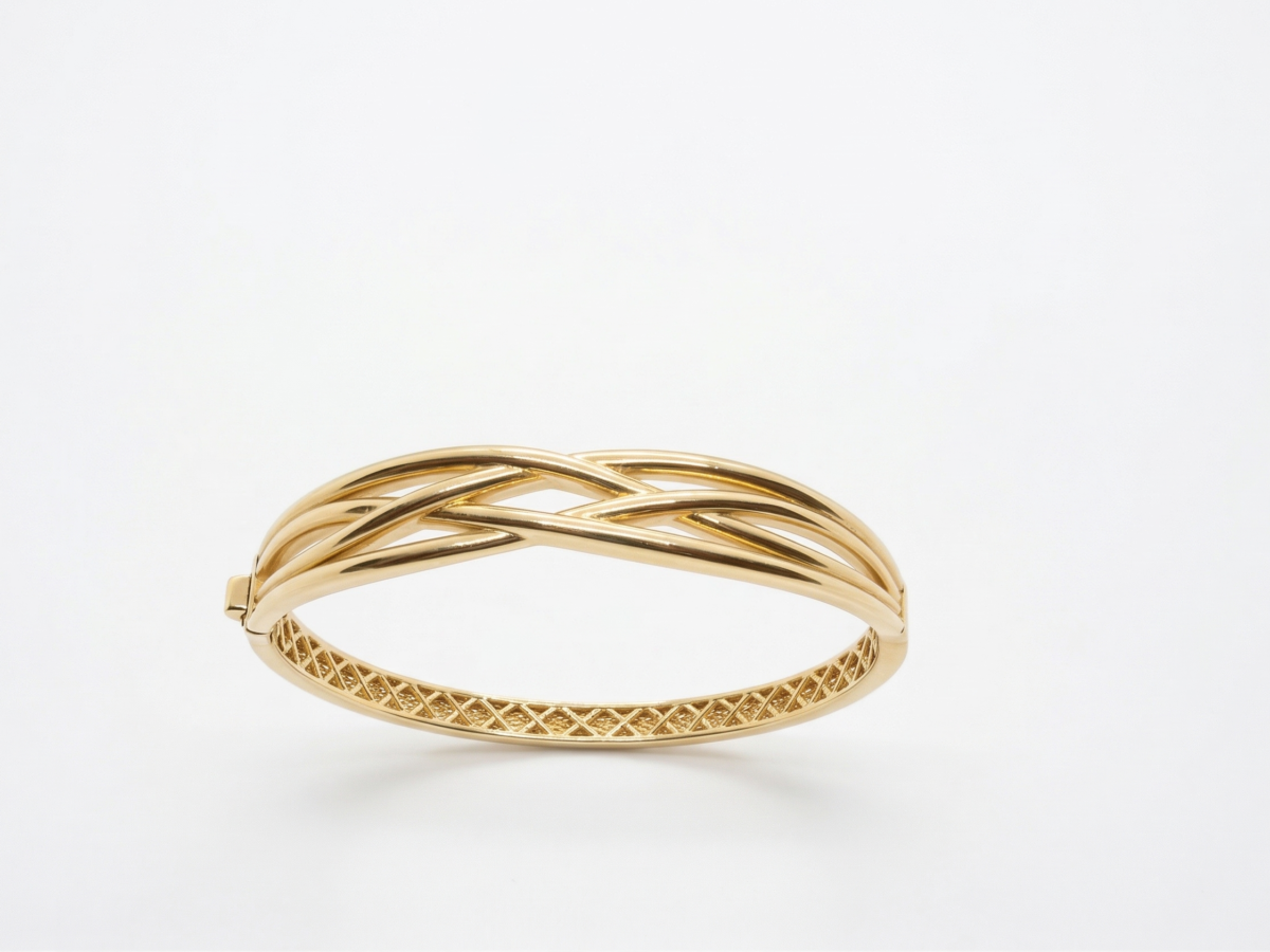 14 ayar örgü altın kelepçe twist braid çok telli model