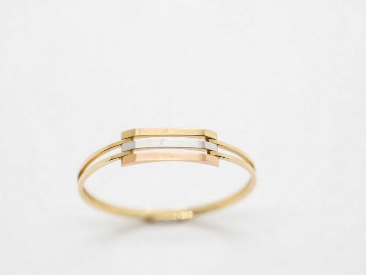 14 ayar üç renkli altın kelepçe twist trio bangle sarı beyaz rose altın model