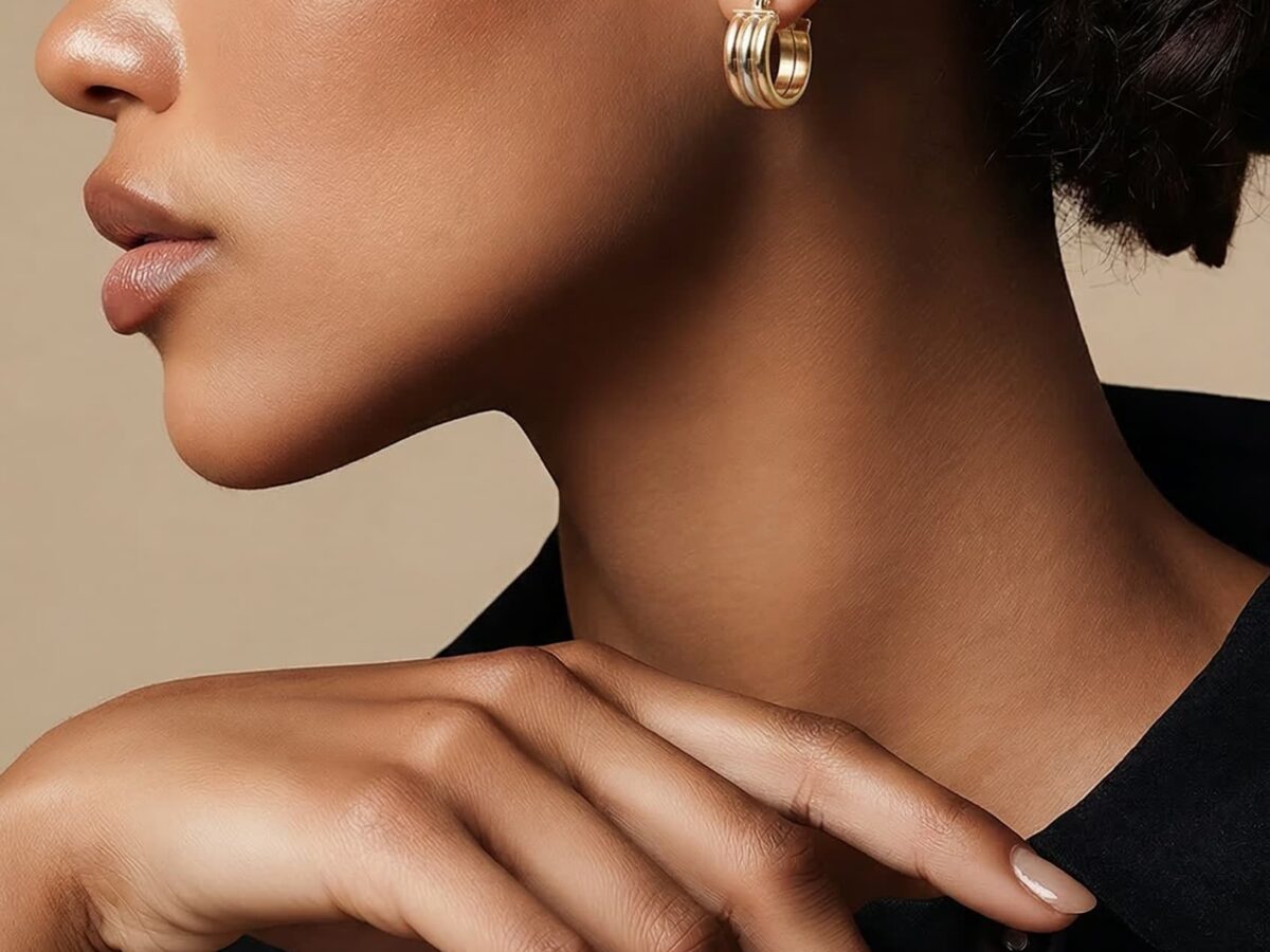 Twist Trio - 14 Ayar Üç Renkli Altın Halka Küpe 1,83 gr