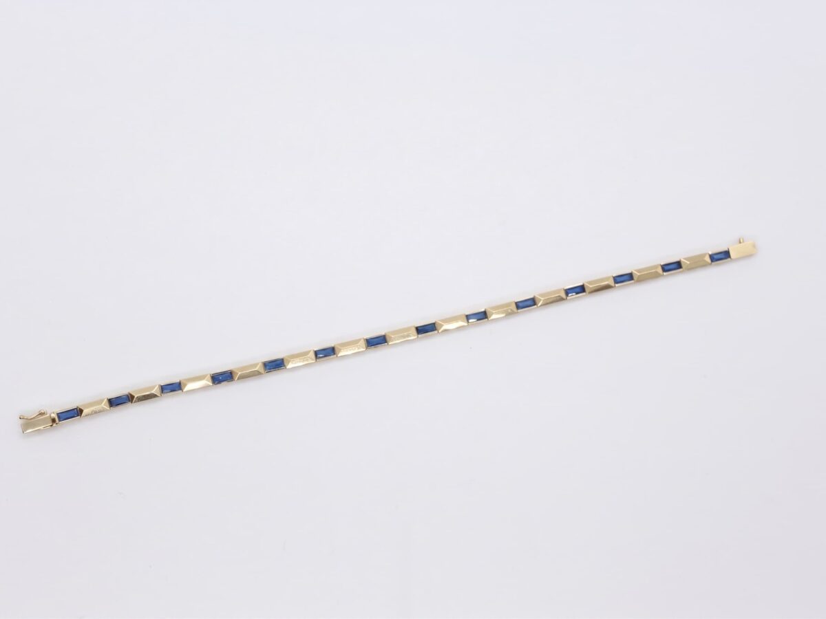 14 ayar mavi taşlı altın tenis bileklik azure line kare kesim 8.28 gr