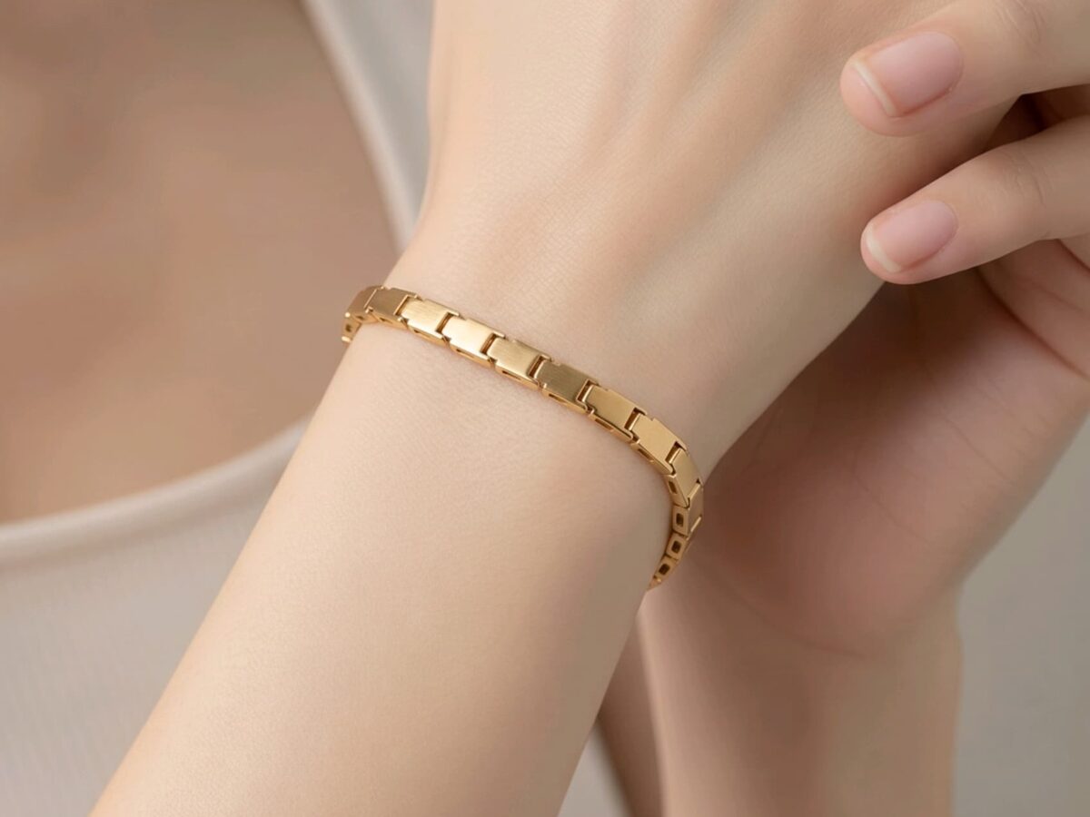 14 ayar sarı altın zincir bileklik bloc chain blok halka model 4.29 gr