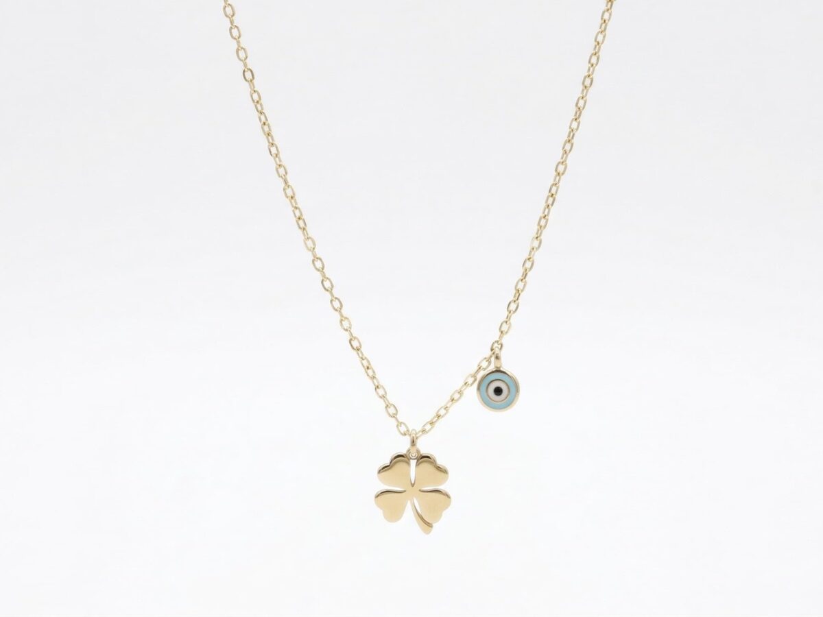 14 ayar altın nazar boncuklu altın kolye celeste amulet şans tılsımı