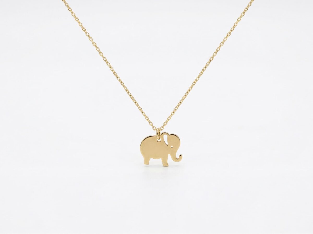 14 ayar fil figürlü altın kolye celeste elephant sade minimal taşsız model