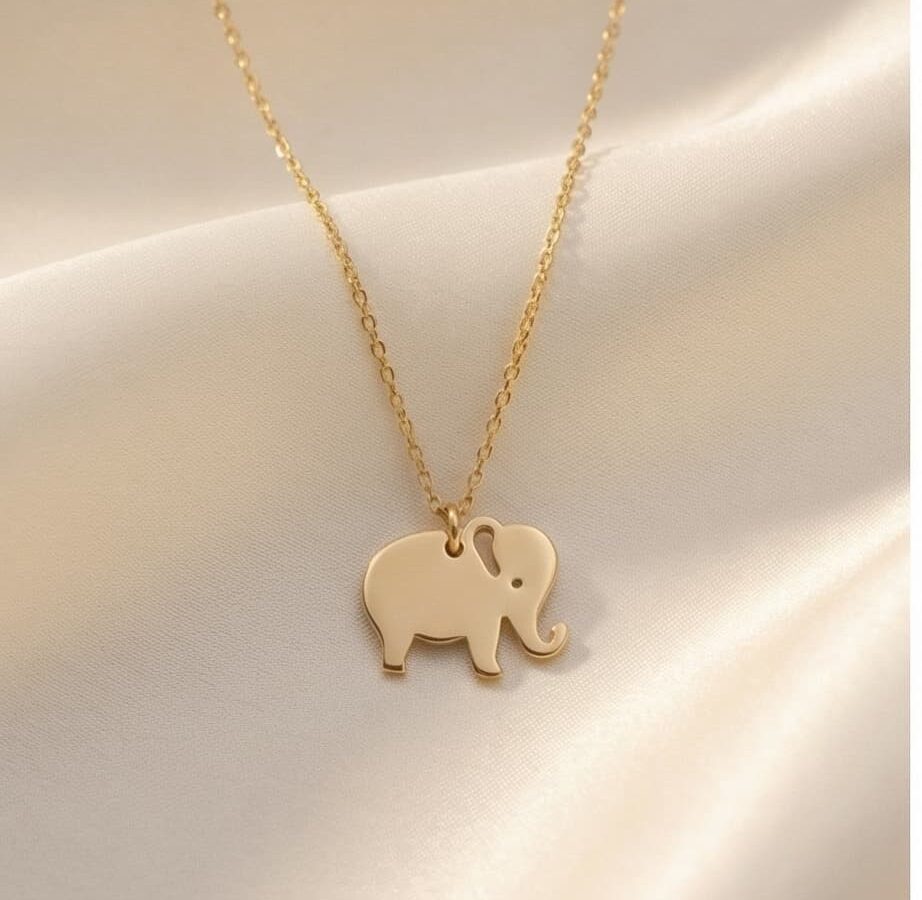 14 ayar fil figürlü altın kolye celeste elephant sade minimal taşsız model