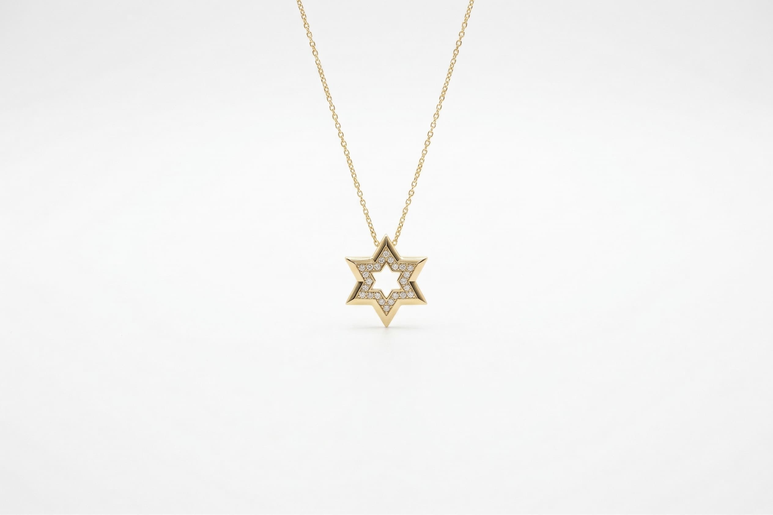 14 ayar altı köşeli yıldız altın kolye celeste hexagon pavé zirkon model