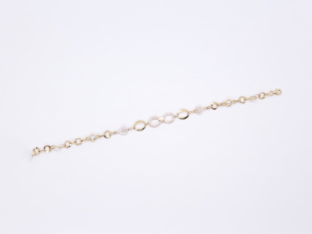 14 ayar sonsuzluk altın bileklik eterno infinity zirkon taşlı daire motif 5.13 gr