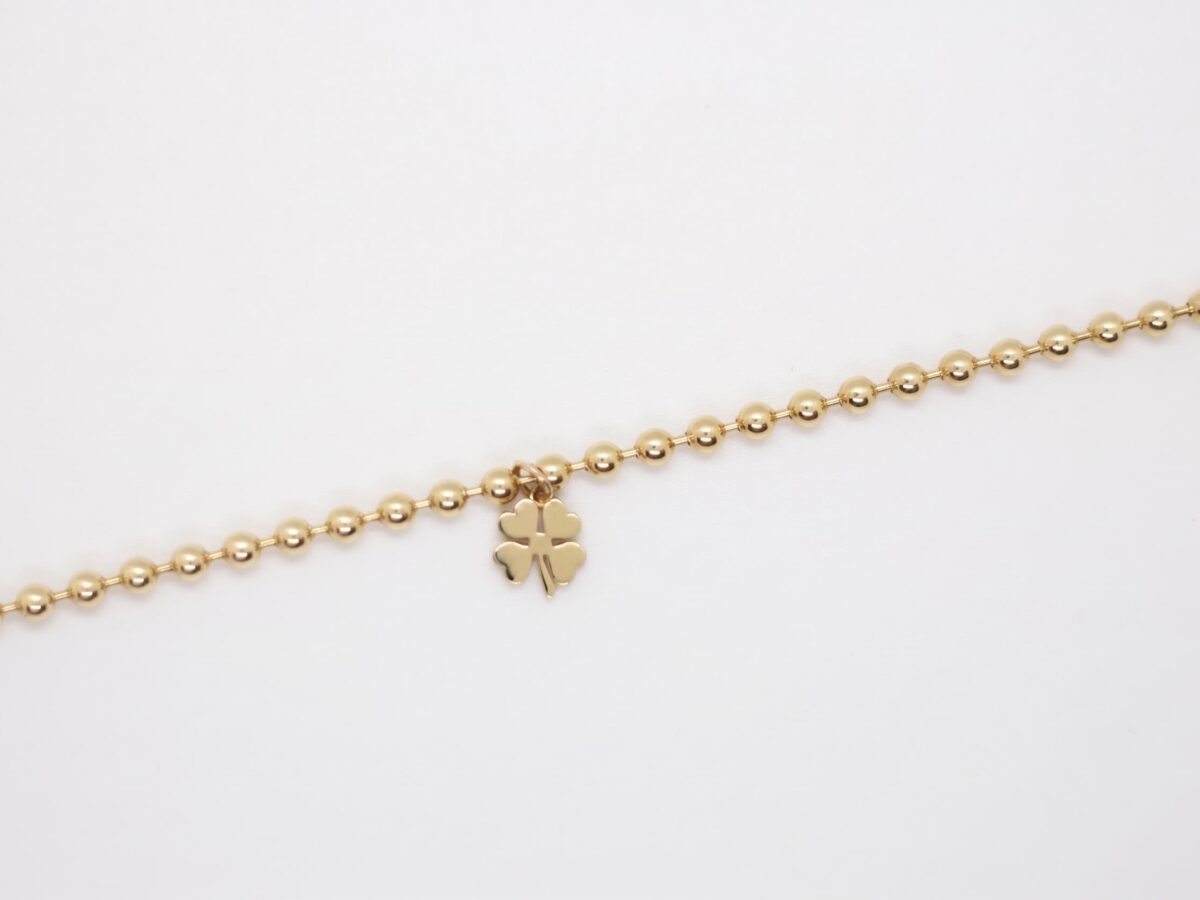 14 ayar yonca altın charm bileklik fortuna clover top zincir dört yapraklı 6.04 gr