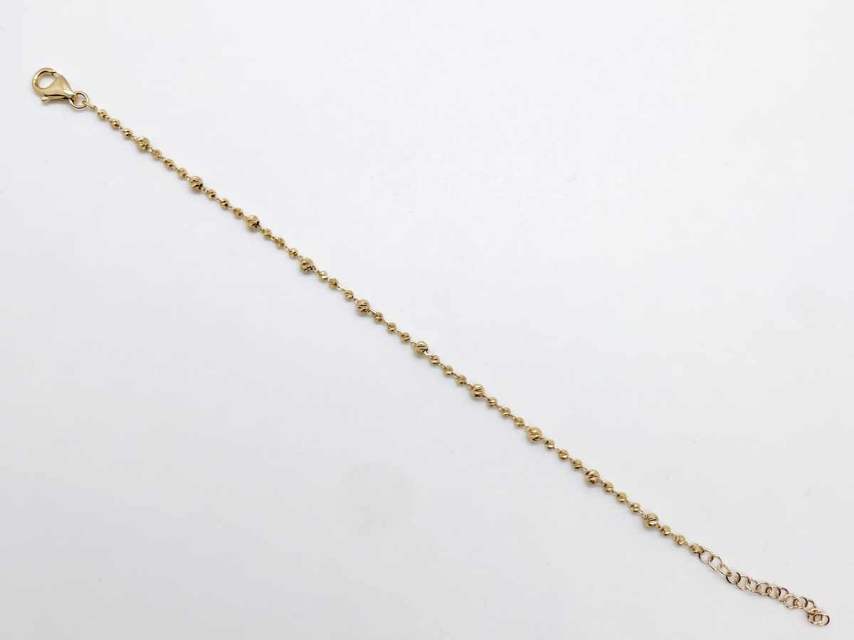 14 ayar boncuklu altın bileklik lumiere perle çentikli ince zincir model