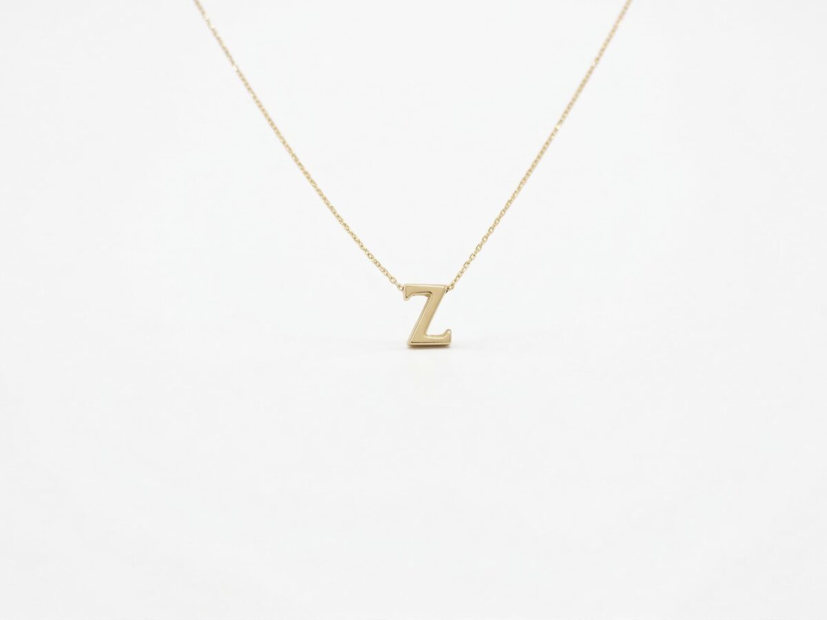 14 ayar Z harfi altın kolye monogram mini taşsız sade model