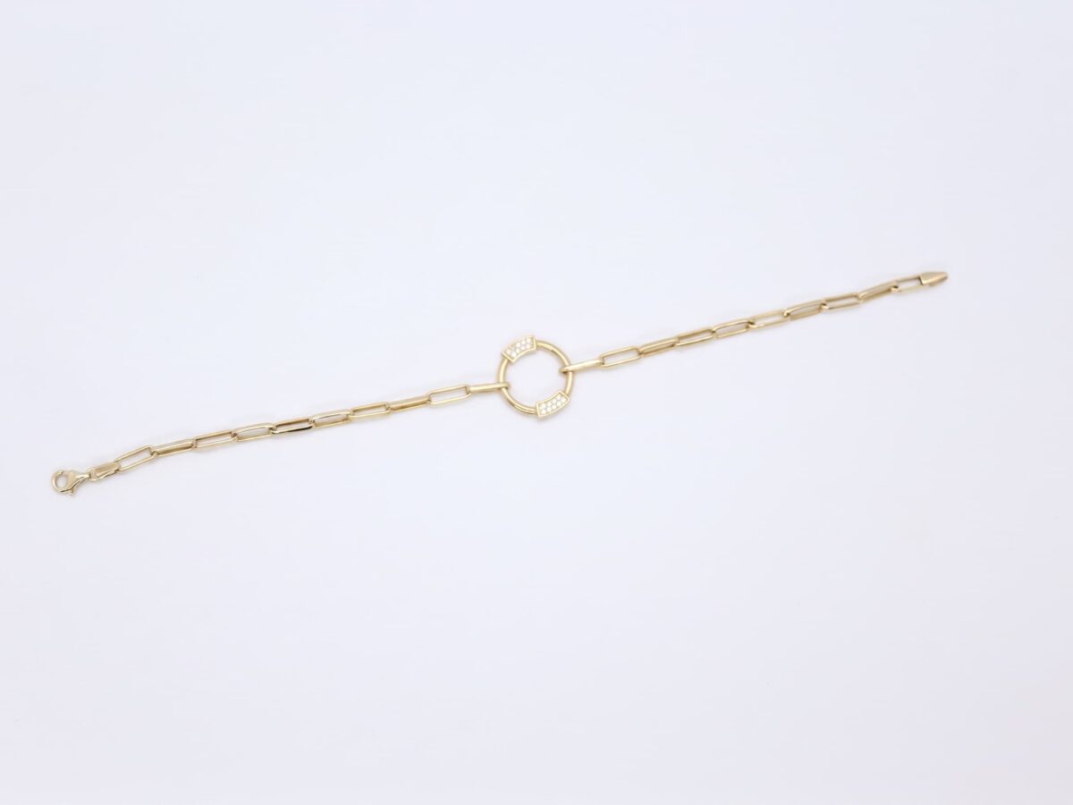 14 ayar halkalı altın bileklik nexus circle zirkon taşlı kalın halka 3.33 gr