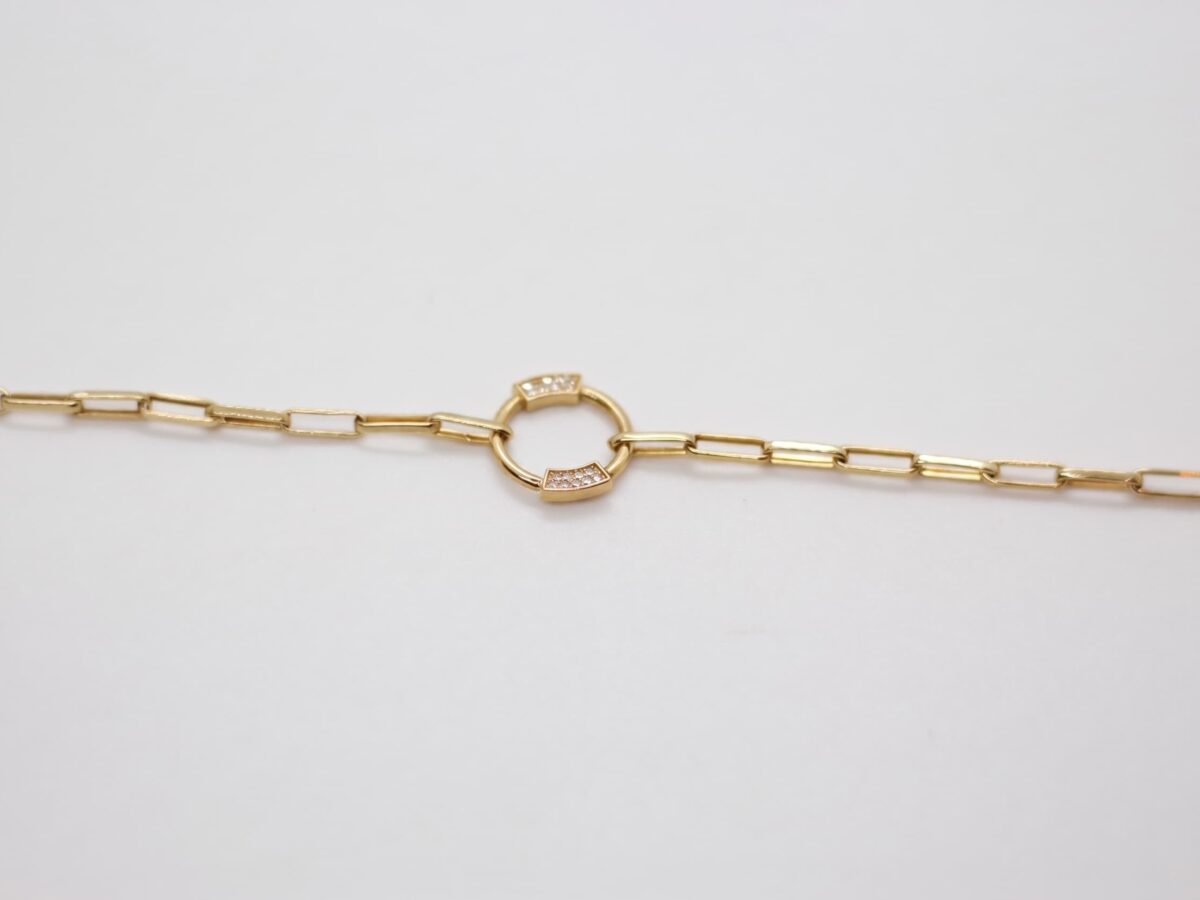 14 ayar paperclip altın bileklik nexus lock zirkon taşlı 3.33 gr