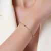 14 ayar üç renkli altın bileklik twist trinite sarı beyaz rose boncuk model